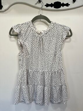 Monteau Los Angeles White Polka Dot Tiered shirt